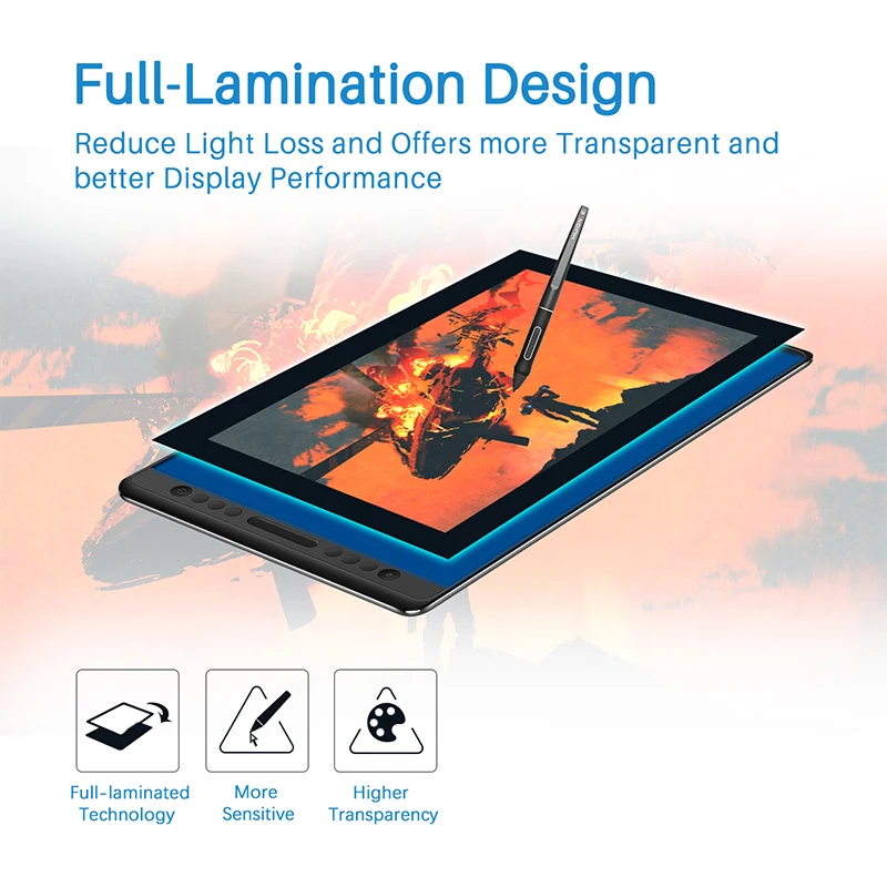 Goede Huion Kamvas Pro 16 15.6 Inch 266PPS Grafische Tablet Tekening Tablet Digitale Monitor 8192 Drukniveaus Met Sneltoetsen