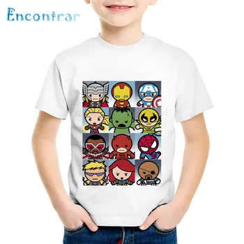 Children Cartoon Print Cute Superhero Grid Funny T-shirts Kids Summer Tees Boys/Girls  1