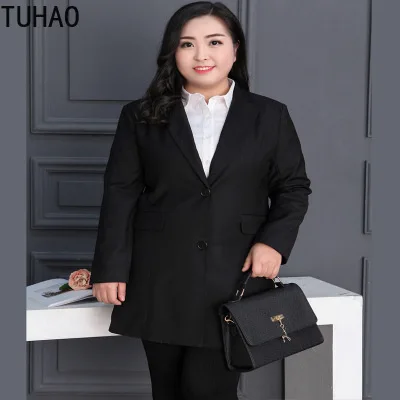 

TUHAO Plus Size 9XL 8XL Blazer Women 6XL 7XL 5XL Blaser Autumn Winter Office Lady Blazer Feminino Black Blazers Big Sizes WM10