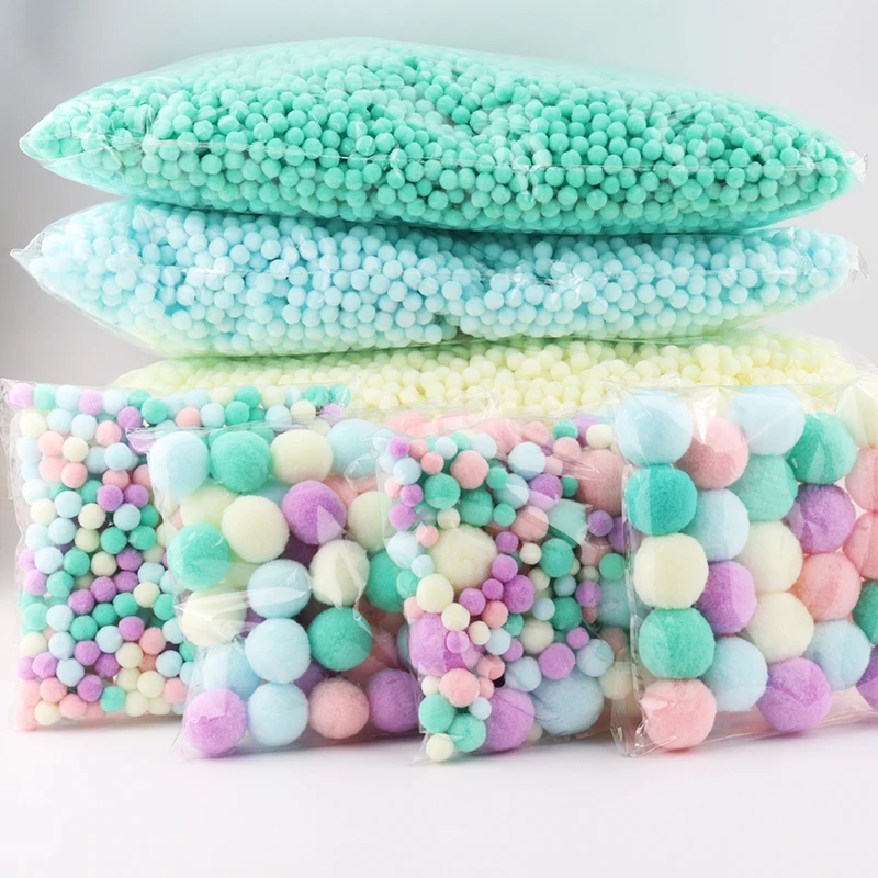 2000pcs Macaron Pompoms Balls 10/15/20/25/30mm Mini Fluffy Soft Pom Poms Handmade Toys Wedding Decor DIY Sewing Craft Supplies
