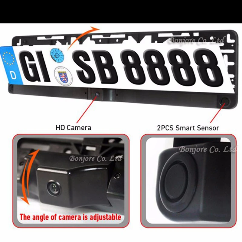 KIMISS Telecamera per retromarcia, vista europea 170 ° Cornice 12LED Sensore di parcheggio display a retromarcia