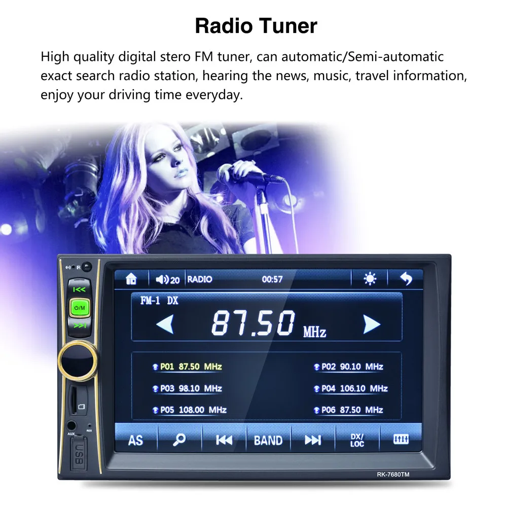 MP5 плеер Bluetooth V3.0 fm-передатчик Aux6.6 дюймов сенсорный экран 1080p Стерео радио автомобиль Лодка Трактор Аксессуар# Zer
