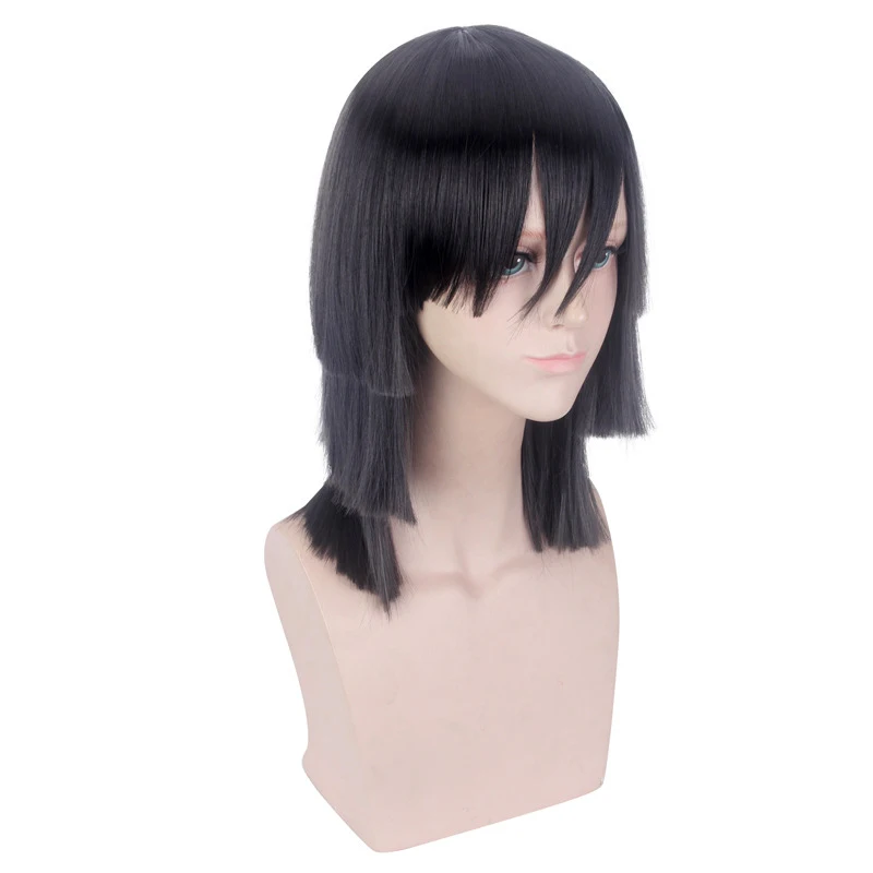 Anime Demon Slayer Kimetsu no Yaiba Iguro Obanai Black Wig Cosplay Costume Men Women Heat Resistant Synthetic Hair Wigs