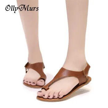 

Leather Classic Women Sandals Soft Bottom Mother Sandals Peep Toe Fashion Ladies Sandals 2020 Summer Flat Sandals Female Shoes