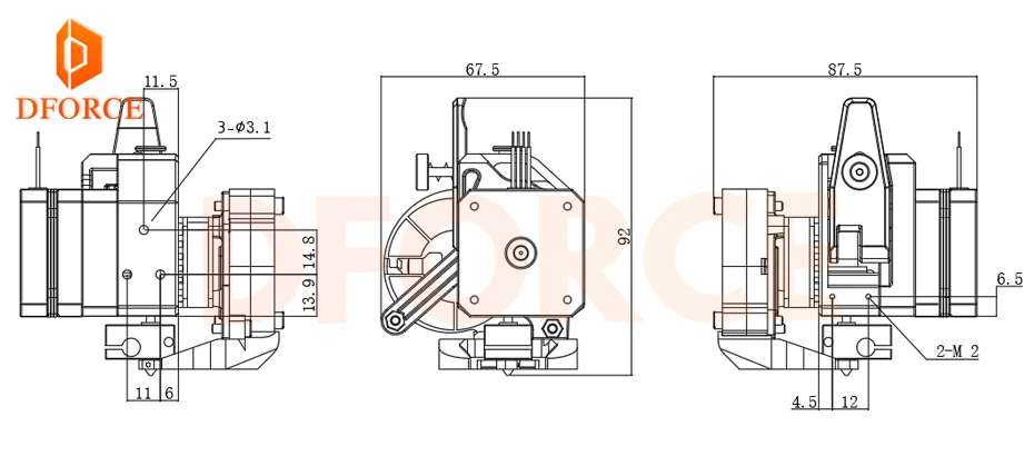 DFORCE аль-BMG с воздушным охлаждением Запчасти для экструдера с прямым приводом hotend BMG обновления Комплект для Creality 3D Ender-3/CR-10 серии 3D принтер