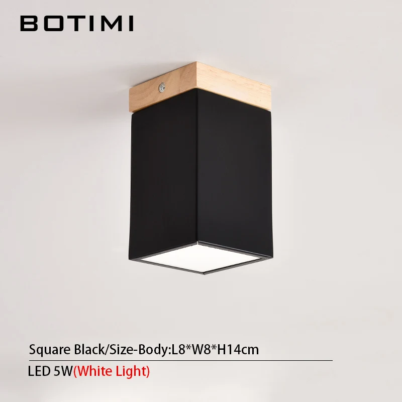 Square-Black BOTIMI, небольшой светодиодный потолочный светильник в скандинавском стиле для коридора, синий, монтируемый на поверхности, лампа для зала, черный светильник для гардеробной, балкона, светильники - Цвет корпуса: Square-Black