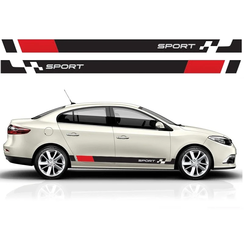 For 1Set/2pcs For Renault side skirt racing stripes decals vinyl graphics Car Styling