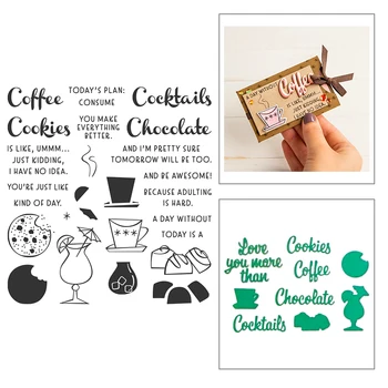 

2020 New Hot Moon Coffee Cup Cooktails Chocolate Cookies Word Stamps and Metal Cutting Dies For Scrapbooking Card Foil Making