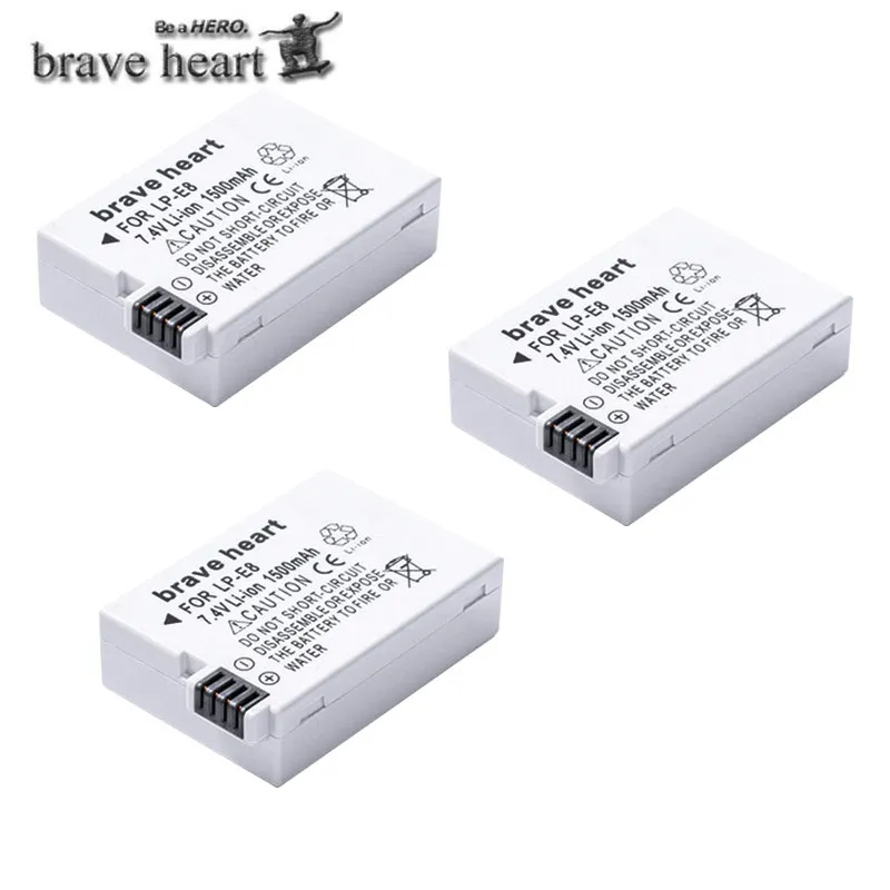 7,4 v 1500mah мА/ч. аккумулятор LP-E8 LP E8 LPE8 Перезаряжаемые Камера Батарея для цифровой однообъективной зеркальной камеры Canon EOS 600D 650D 550D 700D T4i T5i Rebel T2i - Цвет: 3battery