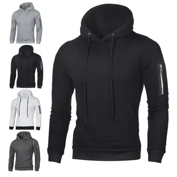 

Men Hoodies Sweatshirts Winter Warm Long Sleeve Hoodies Pullovers Solid Color Jacquard Pullover Hooded Sweatshirt Men's Top