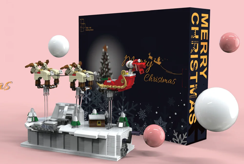 

MOC Christmas Balloon Ship Santa Claus legoinglys Village Train City Creator Mini Building Figures Blocks Bricks Toys Kids Gifts