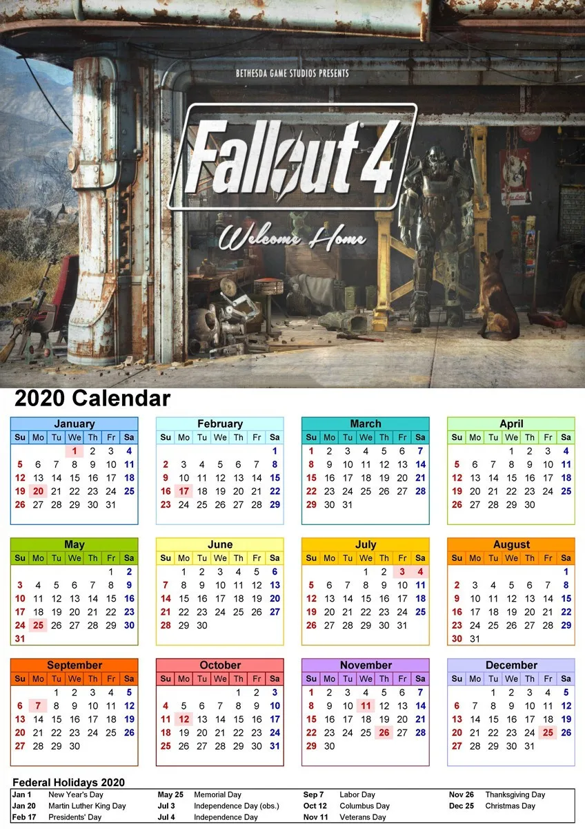 Fallout 3 4 плакат, четкое изображение, календарь, плакат, наклейки, украшение дома, принты, бумага с покрытием, домашний арт, бренд - Цвет: 11