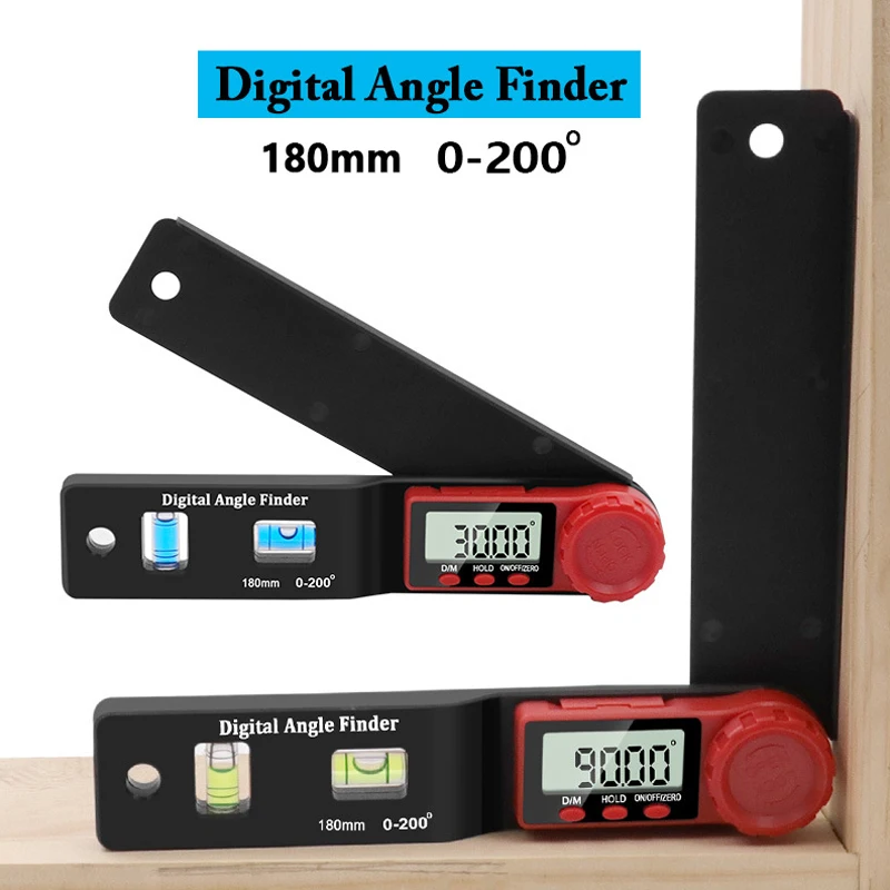 

2-in-1 Mini Spirit Level 200 Degree Angle Finder Ruler Digital Level Protractor Inclinometer Vertical Horizontal Bubble Ruler
