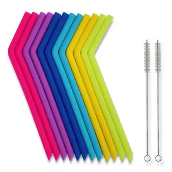 

WSFS Hot Silicone Straws for 30 oz Tumblers Reusable Silicone Drinking Straws 14 pieces Extra long Flexible Straws with Cleaning
