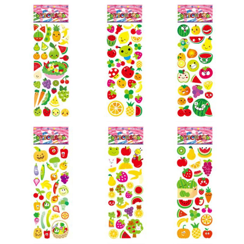 야채 과일 DIY 스티커, PVC 스크랩북, 어린이, 학생 장난감 플래너, 문구, 일기 스티커, 5 장문구 스티커