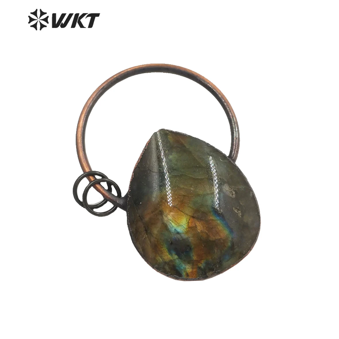 

WT-P1689 WKT античный Гальванизированный красивый медный защитный Амулет из натурального камня, украшенный лабрадоритом