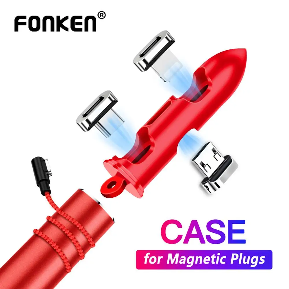 

FONKEN Magnetic Cable Plugs Case Portable Micro USB Type C Plug Storage Box Type-C Magnet USB Adapter Plugs Bullet Collect Cover