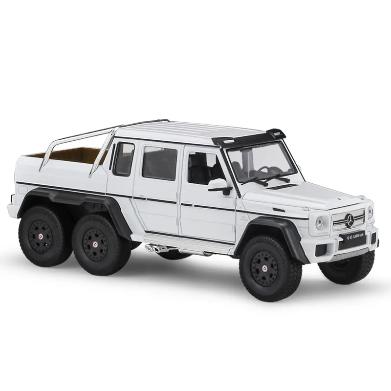 WELLY литья под давлением 1:24 модель автомобиля Mercedes-Benz G63 AMG 6X6 классический грузовик внедорожник металлический сплав игрушечный автомобиль для детей подарок - Цвет: White