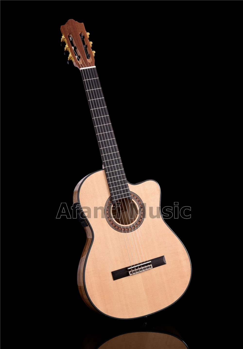 Afanti музыка 39 дюймов Твердая ель Топ Классическая гитара с эквалайзером(ACL-1202