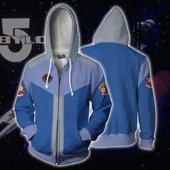 

2019 Babylon 5 Cosplay Costumes 3D Print Babylon 5 Hoodies Star pilot Hoodies Sweatshirts Fashion Zipper hooded Jacket clothing