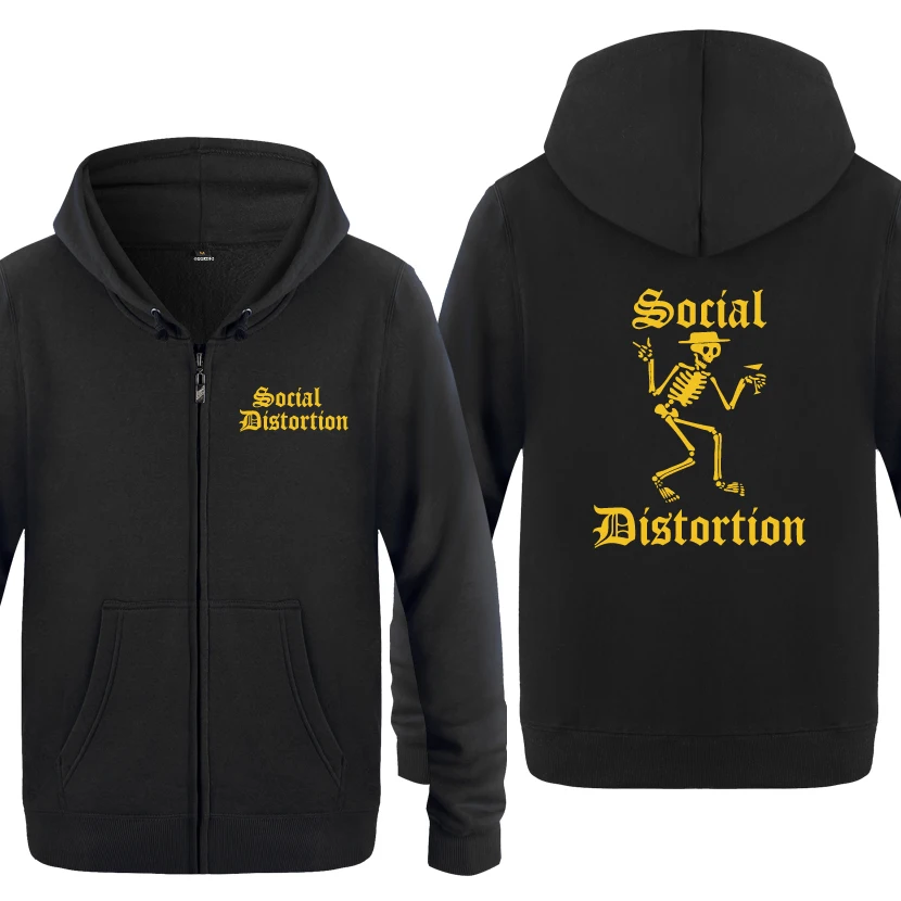 HEY HUAT SOCIAL DISTORTION Rock Band Hoodies Men Men's Fleece Zipper Cardigans Hooded Sweatshirts - Цвет: HEY HUAT
