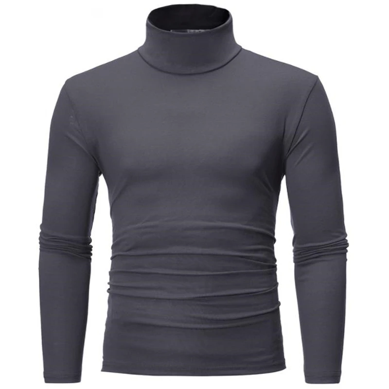 Turtleneck For Men Solid Colour Slim Elastic Thin Pullover Men Spring Autumn Turtleneck Men Knitting Brand Basic T-shirt Men men sweaters Sweaters