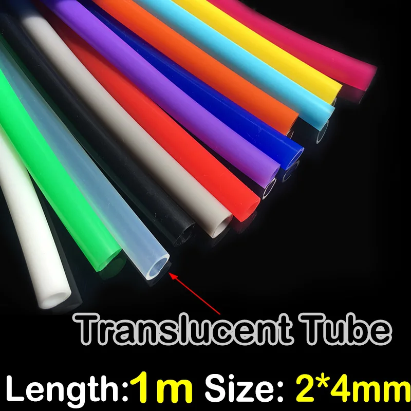 Colorful Soft Silicone Rubber Tube - Food Grade Flexible Hose, 1 Meter Length, 2mm x 4mm Diameter