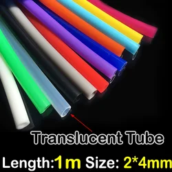 Colorful Soft Silicone Rubber Tube - Food Grade Flexible Hose, 1 Meter Length, 2mm x 4mm Diameter (Translucent)
