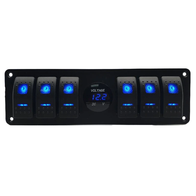 

Universal Car RV Ship Combination Switch Switch Panel with 6-Position Switch and Waterproof Voltage Digital Display