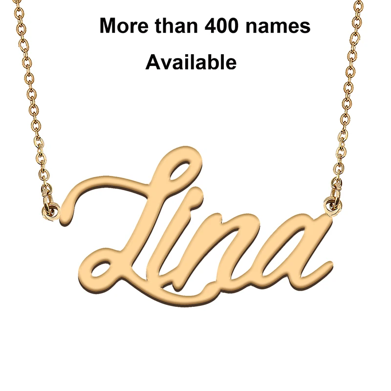 Цепочка с изображением инициальных букв и имени для Lina ожерелье дня рождения