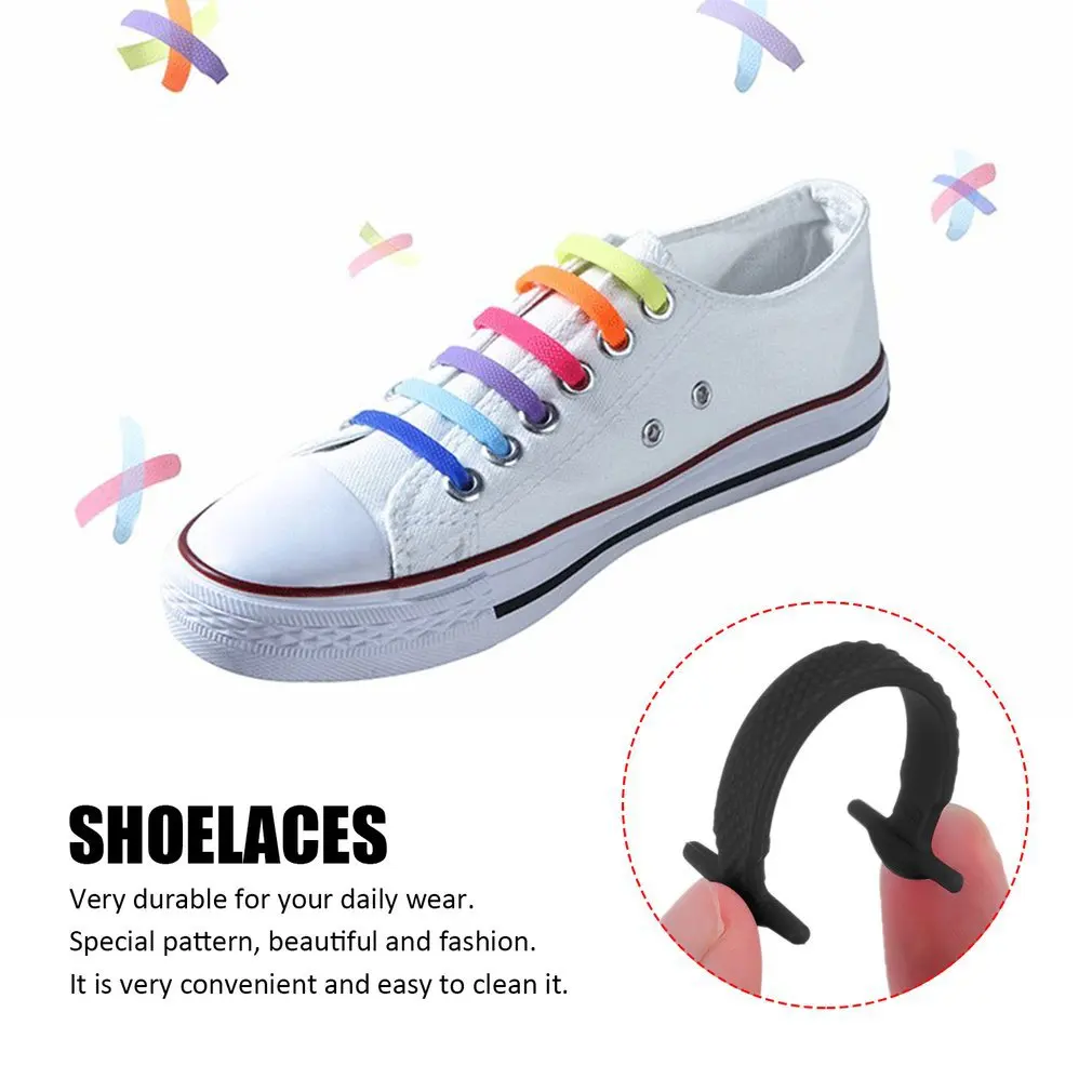 16Pc/Set Novelty Women Men Athletic Running No Tie Shoelaces Elastic Silicone Shoe Lace All Sneakers Fit Strap Worldwide sale