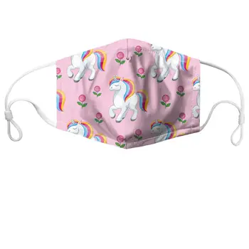 

HYCOOL Adults Children Face Mask Cute Pink Flower Unicorn Print Washable Air Pollution Prevent Dust-proof Mouth Mask Filters