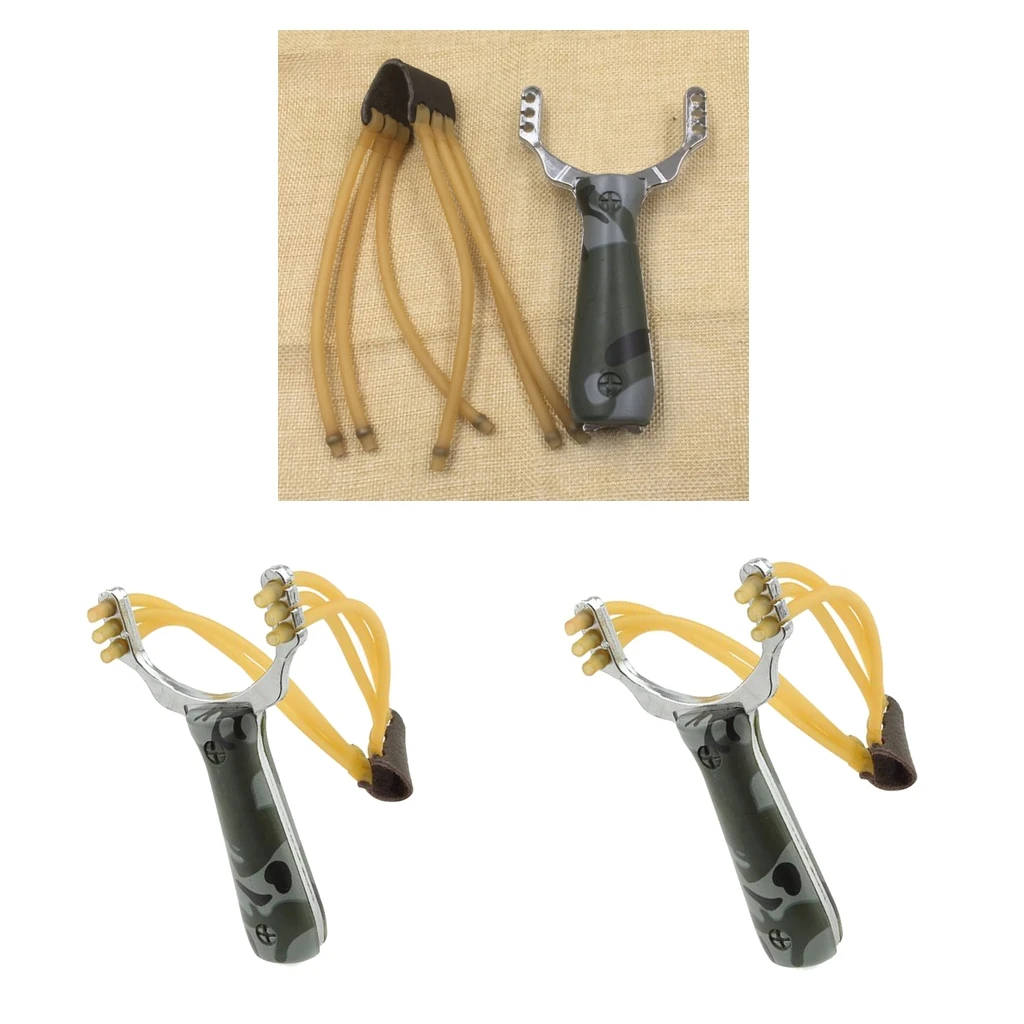 2pc Outdoor Slingshot Wooden Handle High Velocity Game Playing Tools Camo