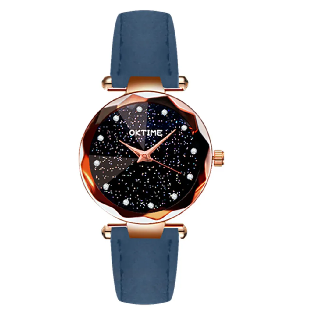 Starry sky Ladies Watch Montre Femme Leather Luxury Quartz Wrist Watches Women Watch Brand Casual Dress Female Colck Kol Saati#W - Цвет: Blue