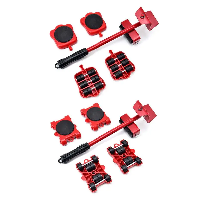

Furniture Mover Tool Transport Lifter Heavy Stuffs Moving Wheeled Roller Bar Set
