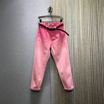 

Woman Jeans 2020 Spring Autumn New Candy Gradient Color Casual Harem Denim Ankle-length Pants Women's Fashion Jean Jeans Pants