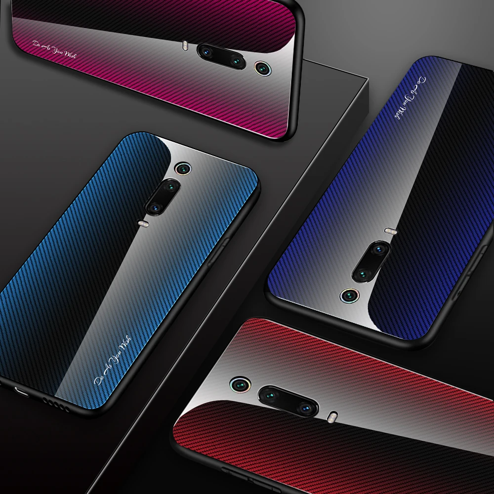 Текстурный градиентный чехол для Xiaomi mi 9 T Pro Red k20 pro телефона из закаленного стекла