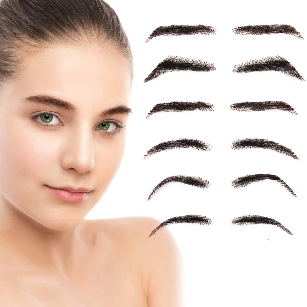 

LiangMo Fake Eyebow Women Or Man Human Hair Brazilian Remy Hair invisible Handmade Fake Eyebrows Hand Tied False Eyebrows