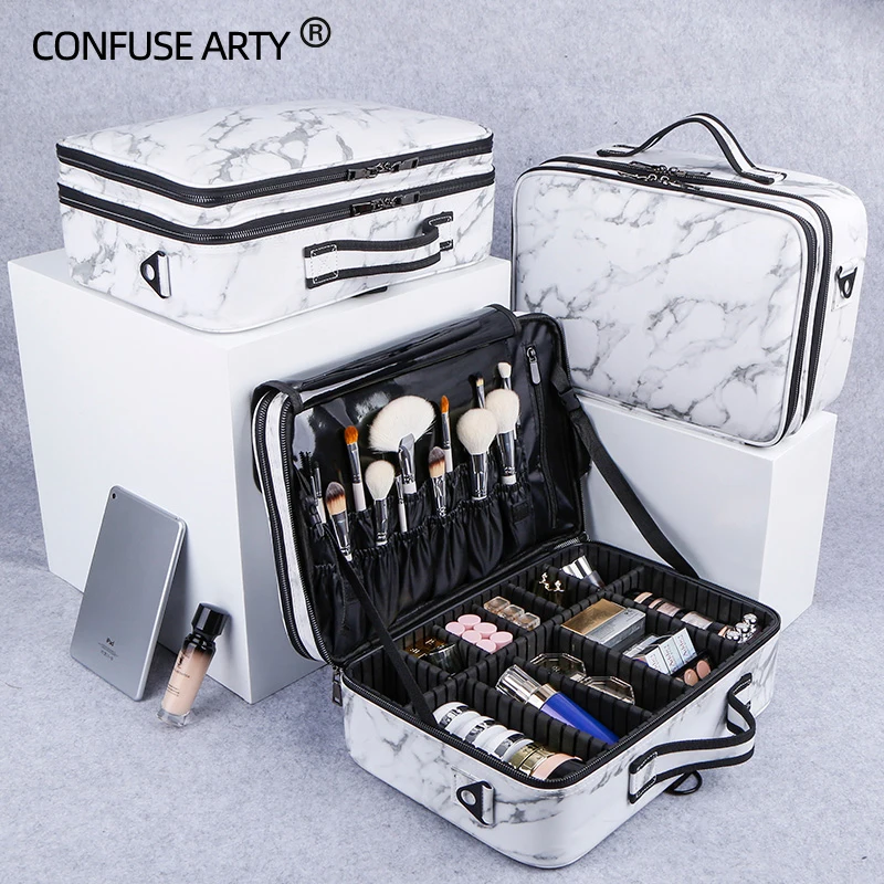 2020 New Marble Pattern Cosmetic Bag Large Capacity Professional