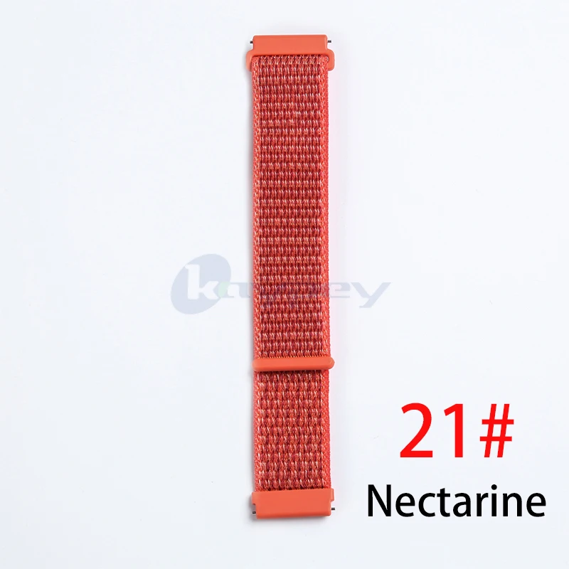 22 мм 20 мм нейлоновый ремешок для Xiaomi Huami Amazfit Bip Pace Stratos 2/2s ремешок на запястье нейлоновая петля ремешок на липучке аксессуары для умных часов - Цвет: Nectarine