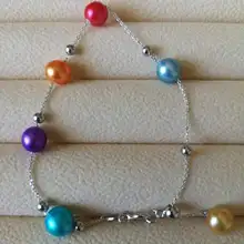 Оптом 5 шт. браслеты из стерлингового серебра с 6 круглыми жемчужинами модные 925 серебряные браслеты из жемчуга один/смешанные цвета PB002