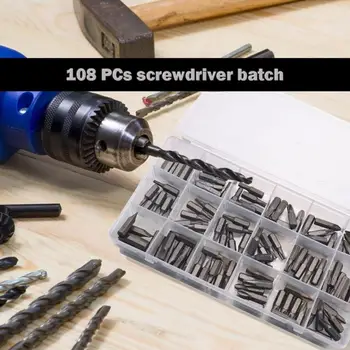 

108pcs Screwdriver Bits Set High Hardness Slotted Phillips Hex Pozidriv Magnetic Drill Bit Chromium Vanadium Steel Magnetic Bit