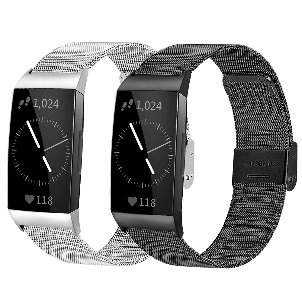Сетчатый Браслет Essidi для часов Fitbit Charge 3 4 SE Миланский из нержавеющей стали