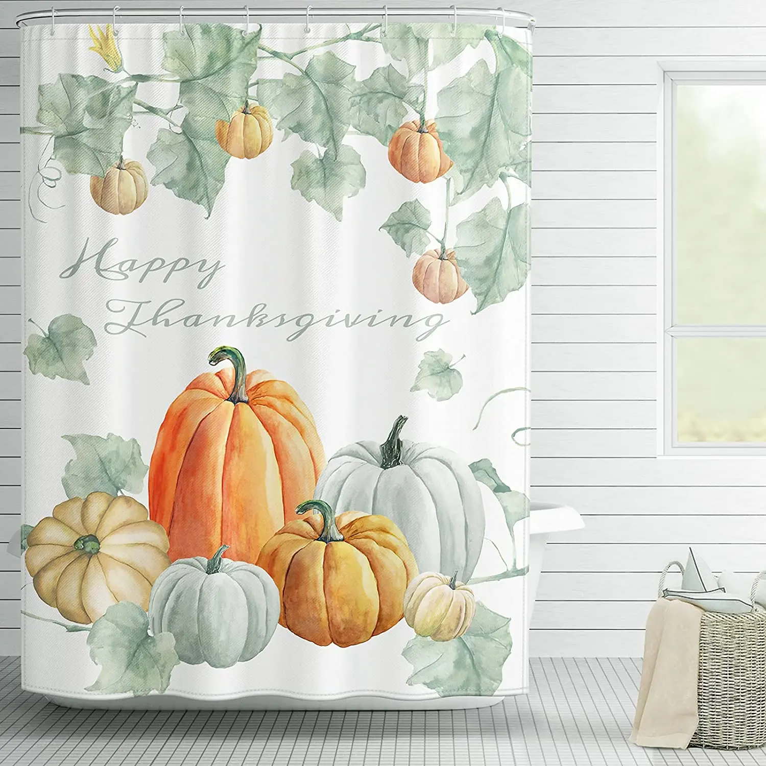  Thanksgiving Pumpkin Eucalyptus Leaves Shower Curtains for Bathroom  Fabric Shower Curtain with Hooks, Green Beige Farmhouse Waterproof  Polyester Shower Curtain Set 36x72Inch Long Bathroom Curtains : Home &  Kitchen