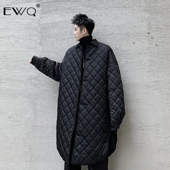 

EWQ / 2020 spring New Men's Mid-length Loose Oversize Thin Style Cotton Coat Big Size Black Men's Long Jacket Tide 9Y442