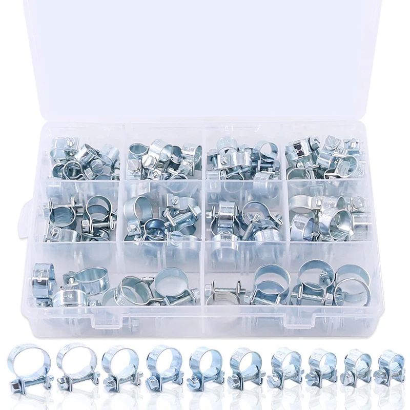 

78-Pcs Mini Fuel Injection Line Style Hose Clamps Assortment Kit Fuel Injection Style Hose Clamp Kit For Hose Pipe- 10 Kinds Of