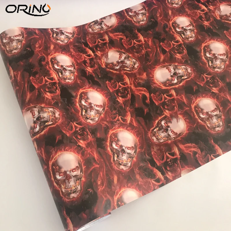 Blazing Skull Vinyl Sticker Wrap-4