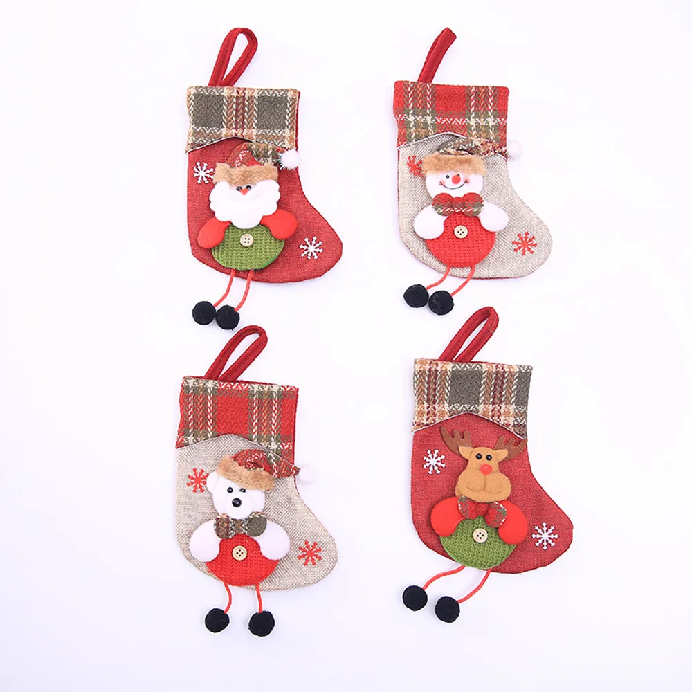 Snowman merry christmas socks 20x10cm Mini Sock Santa Claus Candy Gift Bag Xmas Tree Hanging Decor decoration sapin de noel T2