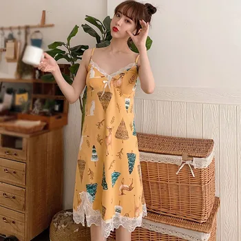 

New Summer Sleepwear Short Sleeve Milk Silk Casual Loose Home Nightdress