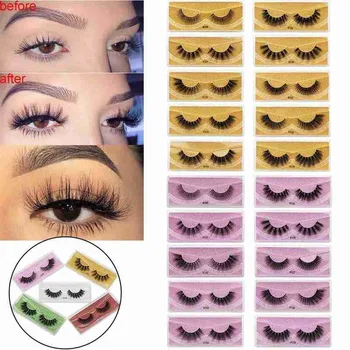 

1pair Nature Mink Eyelashes With Glitter Cards 100% Handmade False Eyelash 3D Mink Lashes Natural Makeup Wholesale Hot Sale